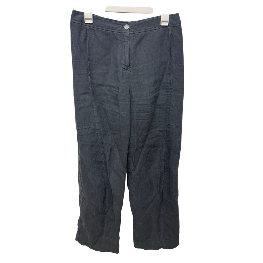 OSKA Women's wide leg 100% linen pants high rise black size 2 lagenlook preppy